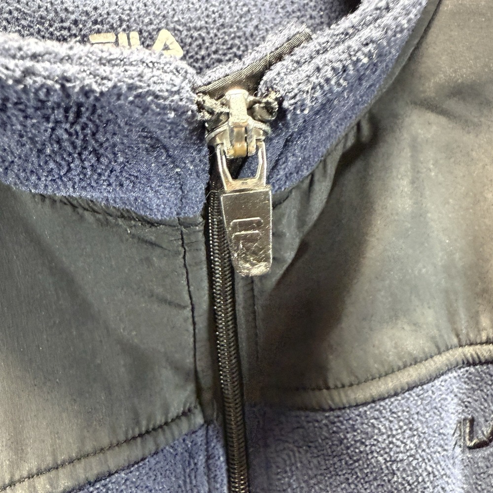 Fila Jacket Mens M Navy Blue Full Zip Fleece Cozy Warm Winter Pockets - Picture 10 of 14